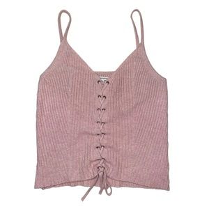 American Eagle pink laced up cami